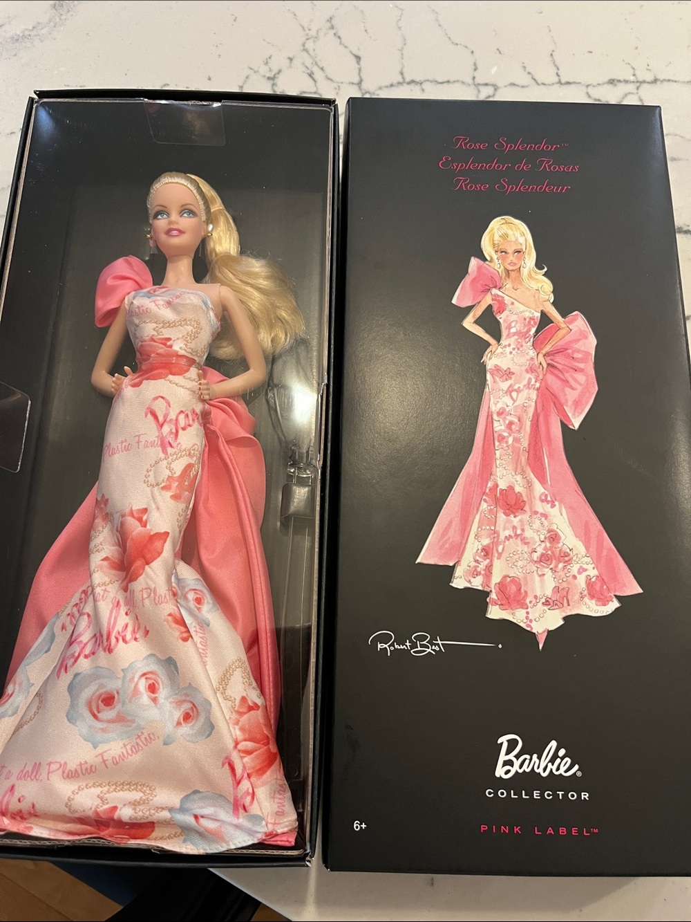 Barbie Collection Pink Label "Rose Splendor" Pink Floral Gown new mint condition